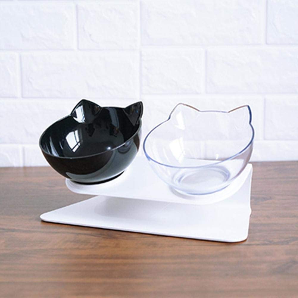 Double gamelle antidérapante pour chat, double gamelle pour chat avec support surélevé, nourriture et eau pour animaux domestiques, multicolore 1/2/3/4 pièces (bol transparent uniquement, 4 pièces)