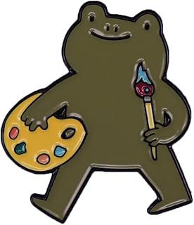 Frog Artist Brooch Painter Frog Shape Badge Funny Animal Cartoon Badge Enamel Pin Art Student Graduation Commemorative Jewelry Gift Suitable for Hat Jacket Canvas Bag