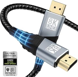 YUETUOL Kabel HDMI 8K 2M, HDMI 2.1 Cable 48 Gbps High Speed 8K 60Hz HDMI 4K 120Hz 7680P eARC HDCP 2.2 & 2.3 DTS: X Dynamic Dolby HDR, kompatybilny z monitorem PS5 X-BOX HDTV, itp