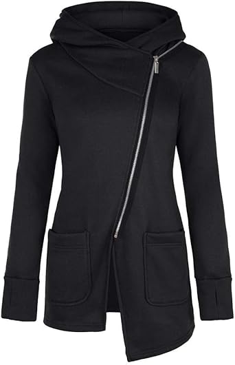 Diagonal zip hoodie women's Clearance