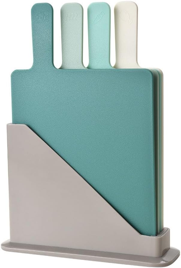 Chopping Boards Set with Stand, BPA Free, Small Cutting Boards for Meat and Fish, Vegetables and More, Dishwasher-Safe