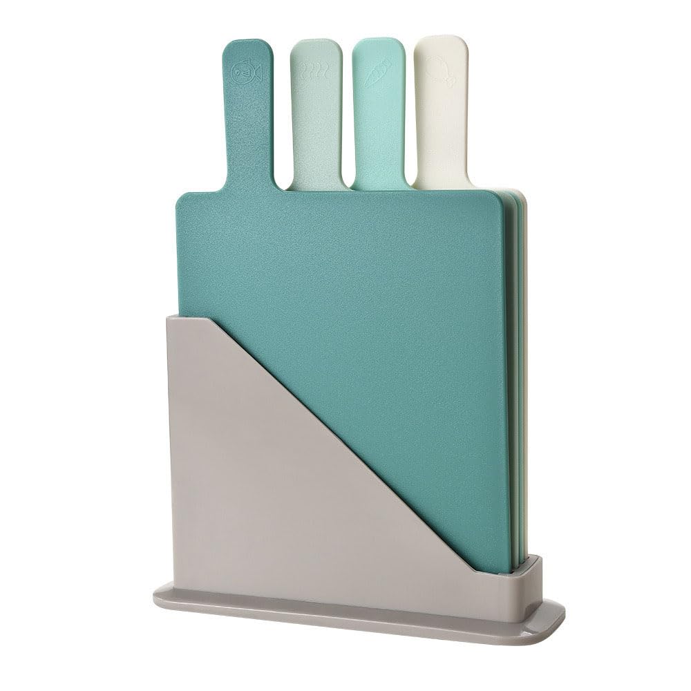 Chopping Boards Set with Stand, BPA Free, Small Cutting Boards for Meat and Fish, Vegetables and More, Dishwasher-Safe