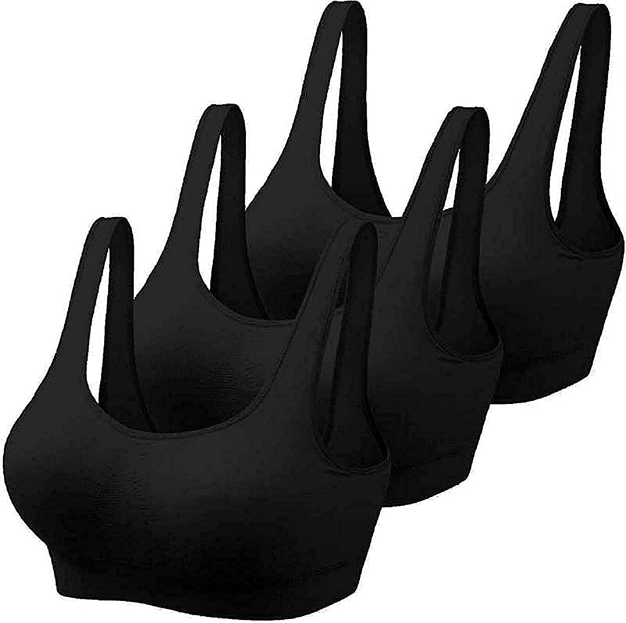 Ridhi Karan Creations Women's Nylon Stretchable Lightly Padded Seamless Wire Free Every Day Bra | Full Coverage Wireless Air Bra, Sports Bra, Yoga Workout Bra, All Day Comfort Bra, Set of 3 (Black)-image-30