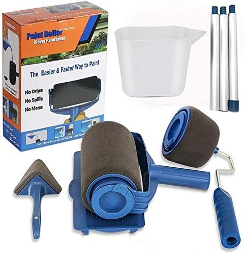 9Pcs/Set Paint Roller Brush Kit 9 Pcs Paint Runner Pro Brush Handle Flocked Edger Room Wall Printing for Home Office