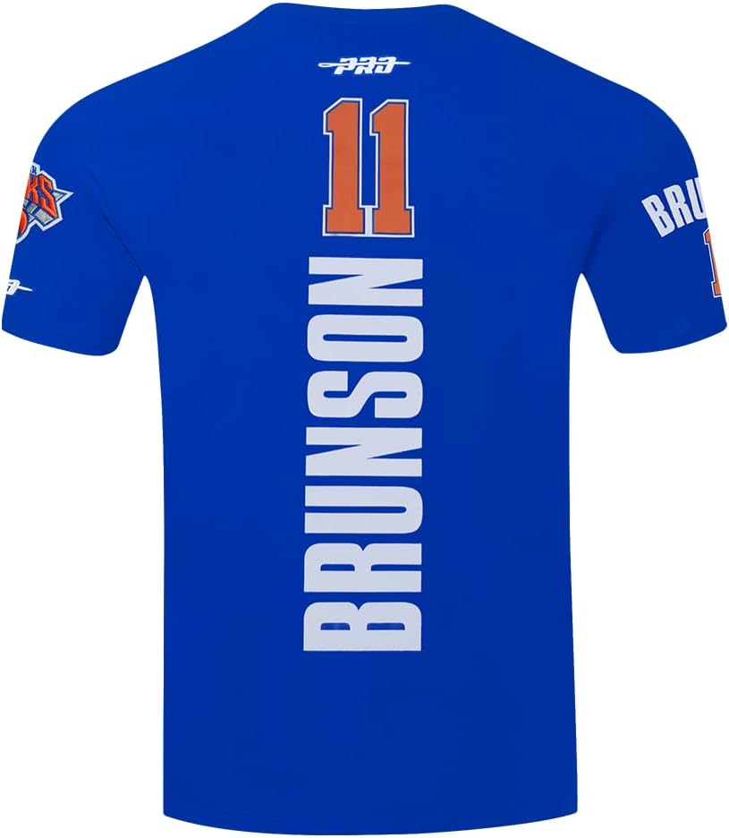 Pro Standard Mens NBA New York Knicks Jalen Brunson #11 Classic Player Short Sleeve Tee Royal Blue L - Image 2