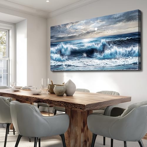 ERQINHUA Large Canvas Wall Art For Living Room Restaurant Wall Decor For Bedroom Marine Landscape Paintings Office Wall Prints Pictures Artwork Ready To Hang Hotel Room Home Decoration 24"x48"