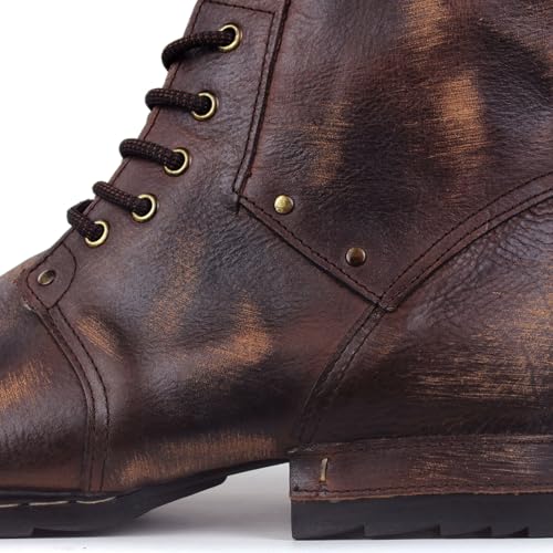 Image of Men's Vintage Brown Retro Chukka Boots Lace-up Motorcycle Casual Leather Dress Ankle Boot for Men Fashion CD-6015-6-Vintage-R