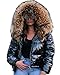 Roiii Women Winter Warm Down Jacket Thick Slim Flash Coat Down Outdoor Hood Parka Short Slim Jacket Black