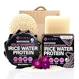 Viori Terrace Garden - Juego de champú y barra de acondicionador y soporte de bambú, fabricado con agua de arroz para el crecimiento del cabello, champú y acondicionador hechos a mano sin sulfatos