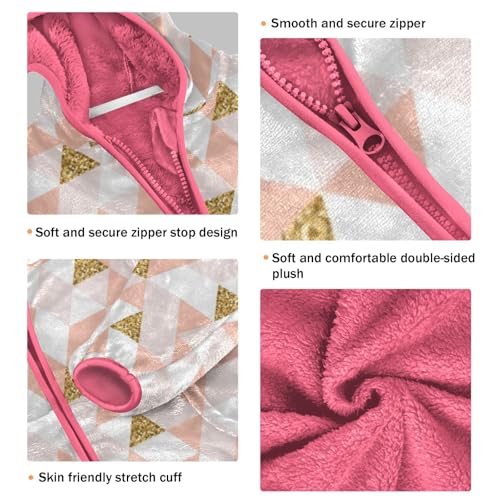 OTVEE Geometric Pink Gold Triangle Kids Hoodie Jacket Fall Spring Full Zip Warm Outwear Coat3