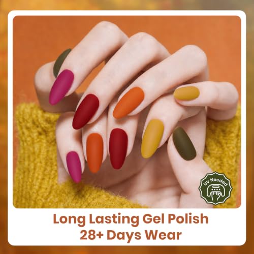 Image of Beetles Fall Gel Polish Set, Forest Glow Collection, 6 Colors | Red Orange Mustard Olive Green Gel Polish, Warm Earth Tone Soak Off UV LED Nail Gel for DIY Manicure