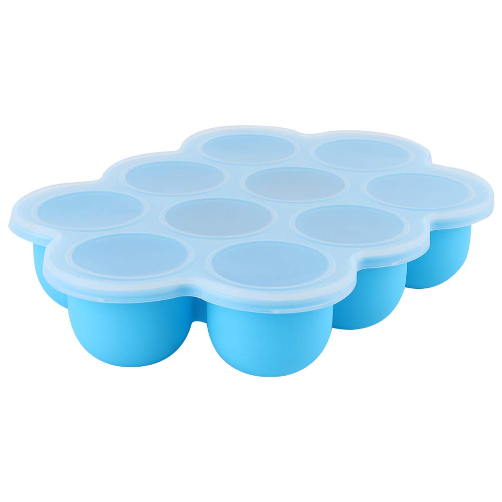 Gefrierschrank, Silikon, spülmaschinenfest, mit Deckel, 10 einzelne Löcher für den Heimgebrauch für Eiswürfelformen (blau)