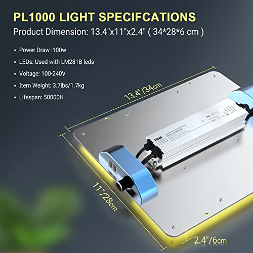 Phlizon Pl1000 Plant Led Grow Light With Lm281B Leds Dimmable Daisy Chain Full Spectrum Grow Lamp For Indoor Plant Led Grow For 2X4Ft Coverage #TOP5