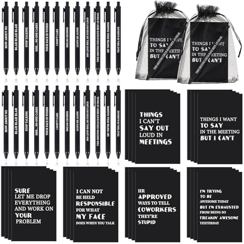 Bloc-notes amusants pour employés de Noël 72 pièces 24 stylos 24 sacs