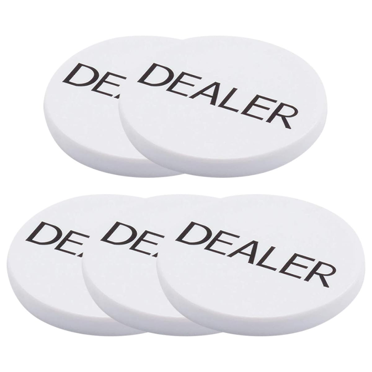 iplusmile 5pcs White Dealer Button Poker Counting Chips for Texas Hold’em Blind Bets Game Tokens Bingo Markers for Board Games and Travel
