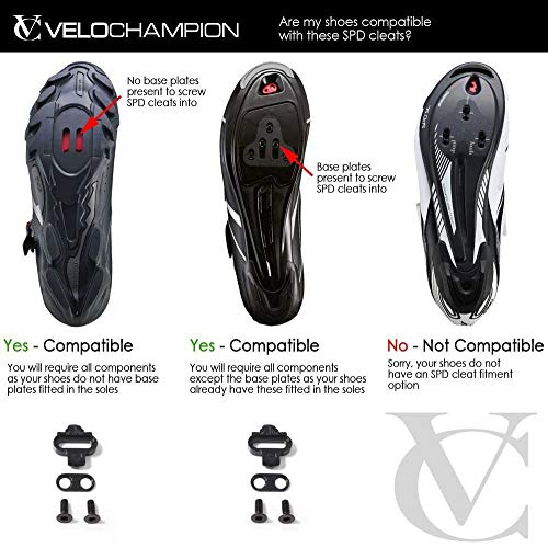 VeloChampion Shimano Compatible SPD Pedal Cleat Set - fit Standard SPD Shoes and Shimano Mountain SPD Pedals