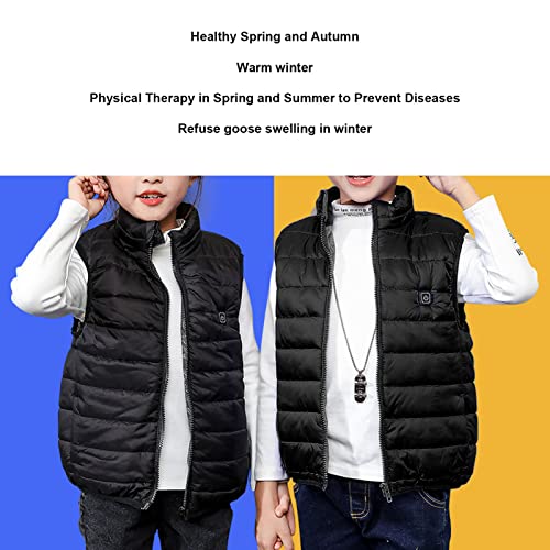 Kids Heated Vest, Heating Jacket for Children, USB Electric Heated Jacket with13 Heating Zones, Warm Vest for Boys Girls Outdoor Activities Home Leisure Black(140cm)2