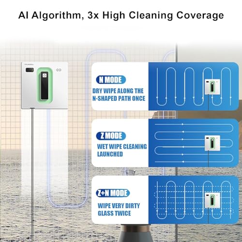 Image of MILAGROW Seagull Window Cleaning Robot, Automatic Cleaning with Intelligent Path Planning, 3000Pa Suction Power, Dual Nozzle Technology, Safety Rope, App /Remote Control
