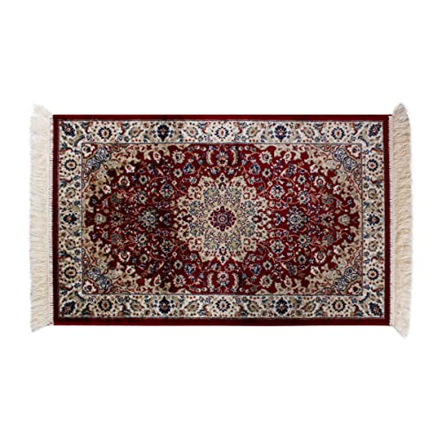 SaRani Alfombra clásica oriental persa con flecos dorados, decoración azul, burdeos y verde (burdeos, 67 x 300 cm)