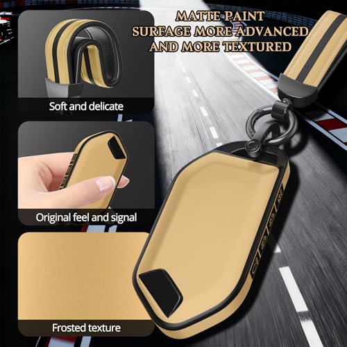 Image of for Kia Key Fob Cover Accessories,Matte TPU Material, with a Cute Leather Keychain,for Telluride,Carnival,K5 gt line,K5,Forte,K4,Sorento, Sportage and Other Models. (Champagne Gold, Model-1)
