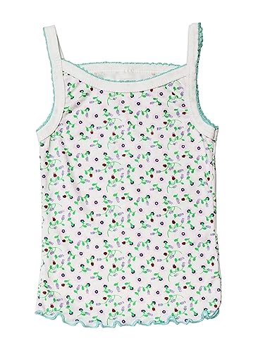 B-One Kids Girls Tank Top Camisoles, Pack of 8, White and Floral Print, Sleeveless Cotton Undershirts4