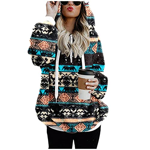 YTZL Damen Teddy-Fleece Hoodie Pullover PlüSch Kapuzenpullover Pulli -...