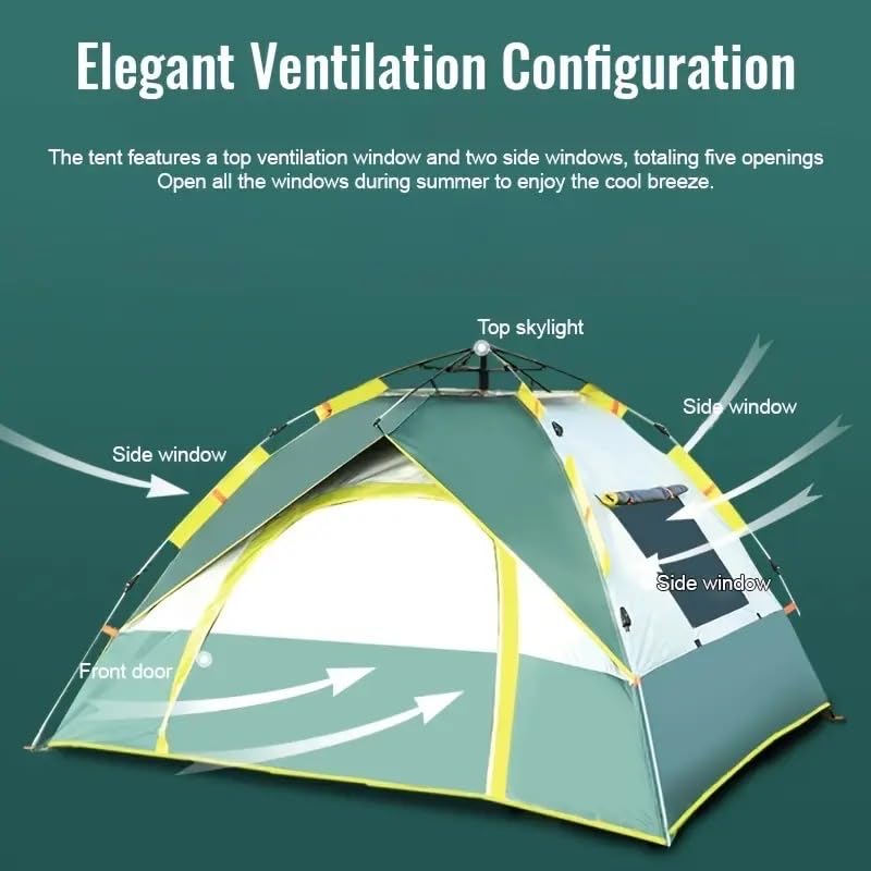 Carpa Camping Instantánea Verde y Amarillo 4 Personas miniatura 7