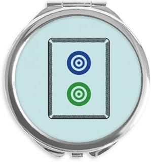Mahjong Circle Dots 2 Tile Pattern Hand Compact Mirror Round Portable Pocket Glass