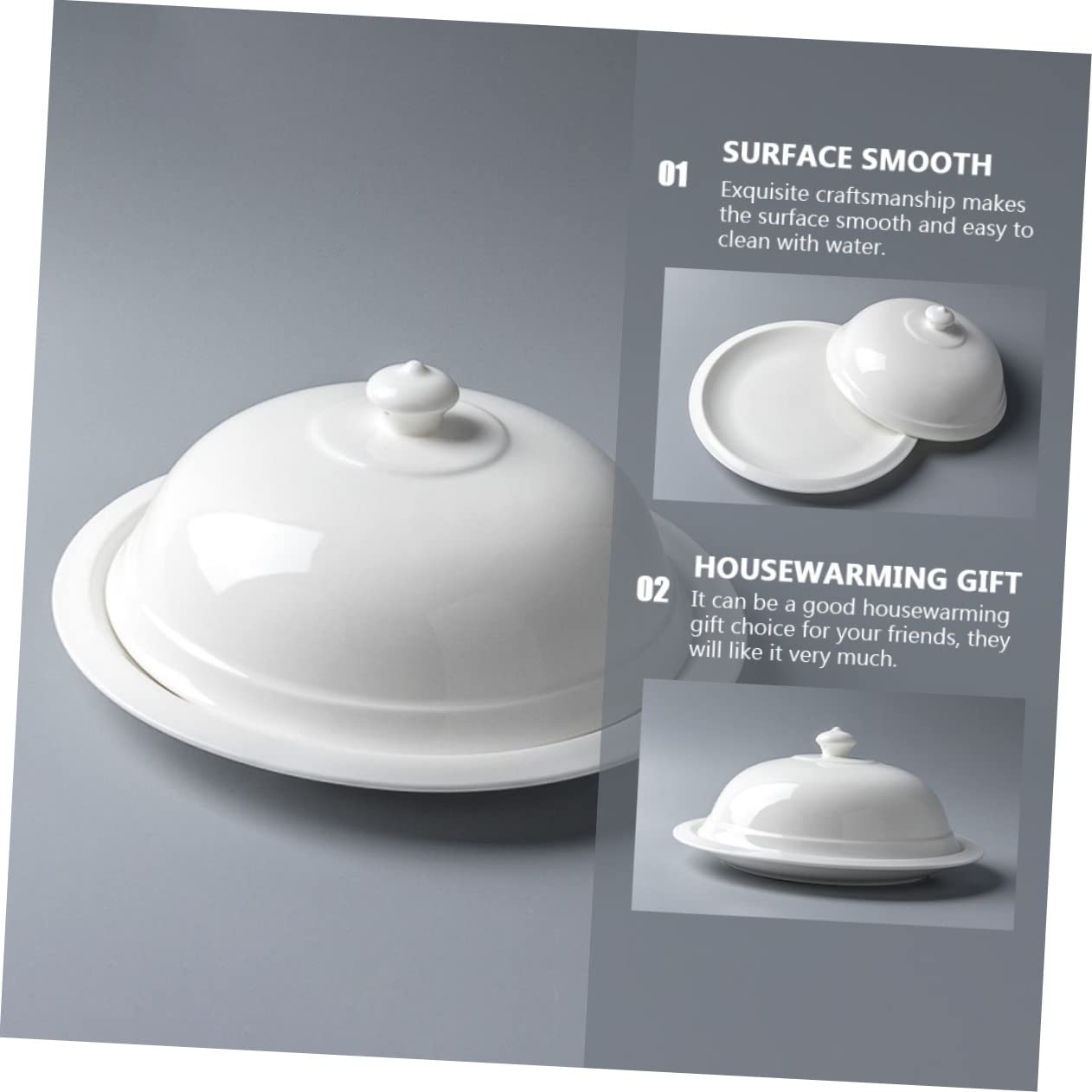 STOBAZA Ceramic Food Plate with Lid French Style Dish for Serving Steak Pasta and Snacks Tableware for Family Gatherings and Parties