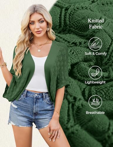 Image of GRACE KARIN Summer Cropped Cardigan for Women 2026 Batwing Sleeve Crochet Bolero Shrug Sweaters Lightweight Beach Boho Kimono