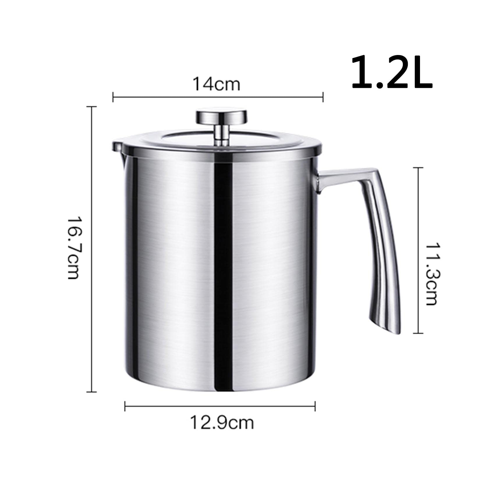 Domowy sitko do oleju, pojemnik na tłuszcz, 1,2 l, 1,5 l, pojemnik do przechowywania oleju ze stali nierdzewnej, z sitkiem o drobnych oczkach, pyłoszczelna pokrywa do przechowywania oleju do