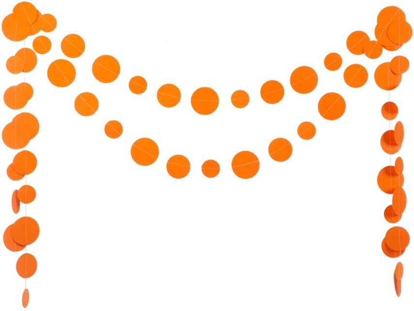 Orange Paper Garland Circle Dot Party Banner Streamer Backdrop Hanging Decorations, 20 Feet in Total image 2 of 4 B07Z7948PV