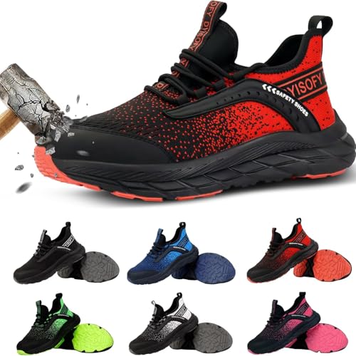 DYISOFY Chaussures de Sécurité Chaussure de Securite Homme Femme Basket Légère Antidérapante Résistante avec Coque SBPL pour Travail en Cuisine Chantier Noir et...