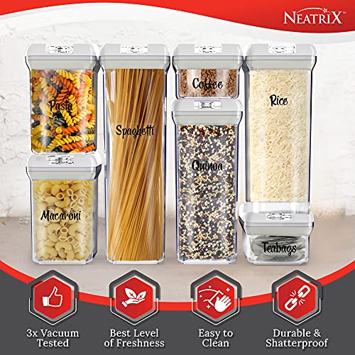 Neatrix Food Storage Containers With Lids Airtight - Set Of 7 Clear Stackable Bulk Food Canisters For Pantry Or Countertop, Sealable Bpa Free Dry Food Organizers #TOP6