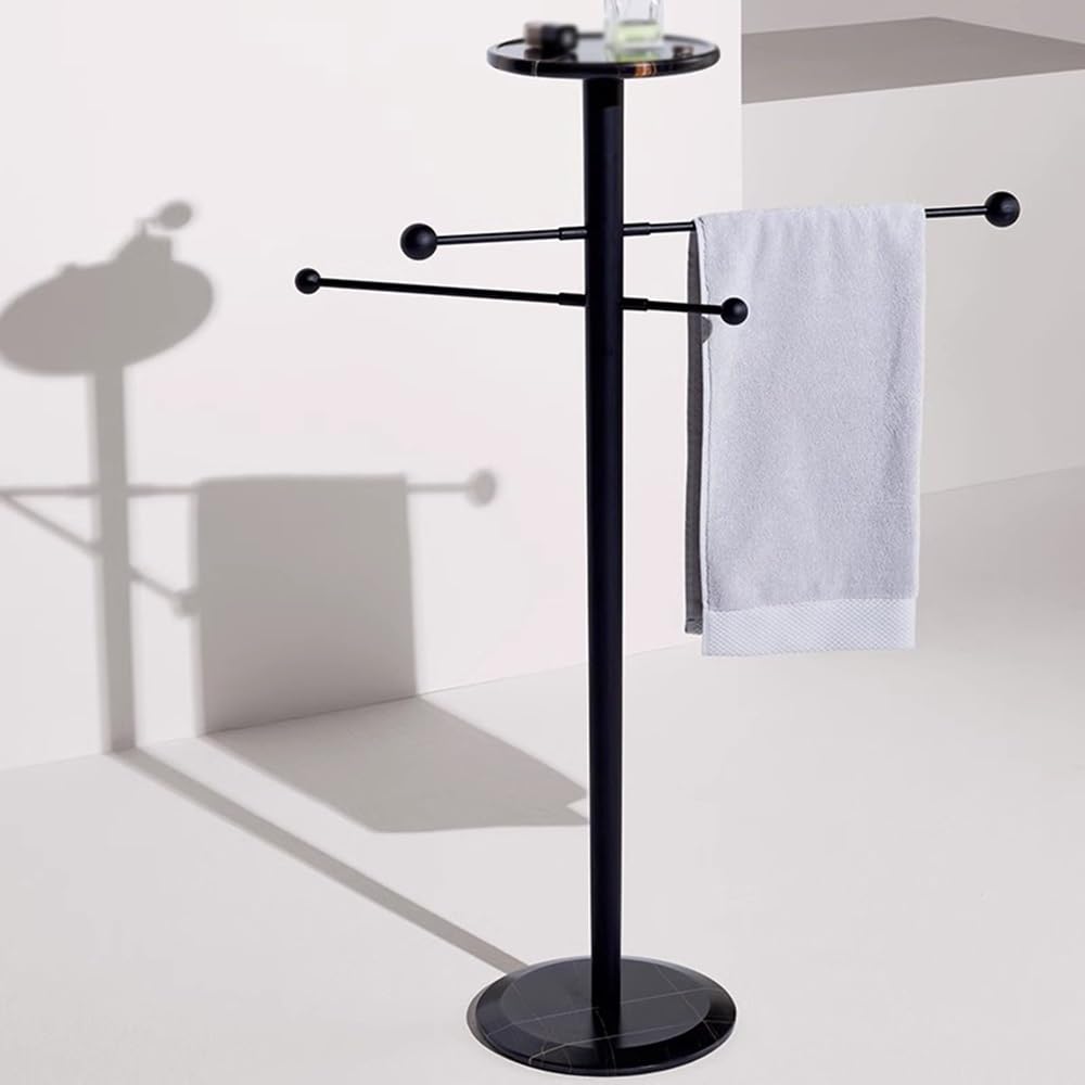 Portasciugamani Autoportante Portasciugamani Mobile in Marmo da Terra for Bagno Moderno, Staffa for Bagno, portasciugamani in Stile Semplice e di Lusso Leggero Portasciugamani da Terra(Nero)