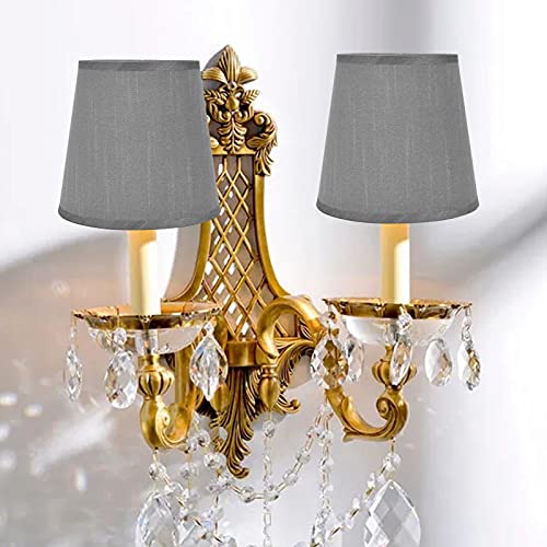 2Pcs Indoor Lamp Shade Table Lampshade Fabric Light Shade E14 Cloth Lamp Cover Home Decoration for E14 Chandeliers Table Lamps and Floor Lamps(Gray) - Image 3