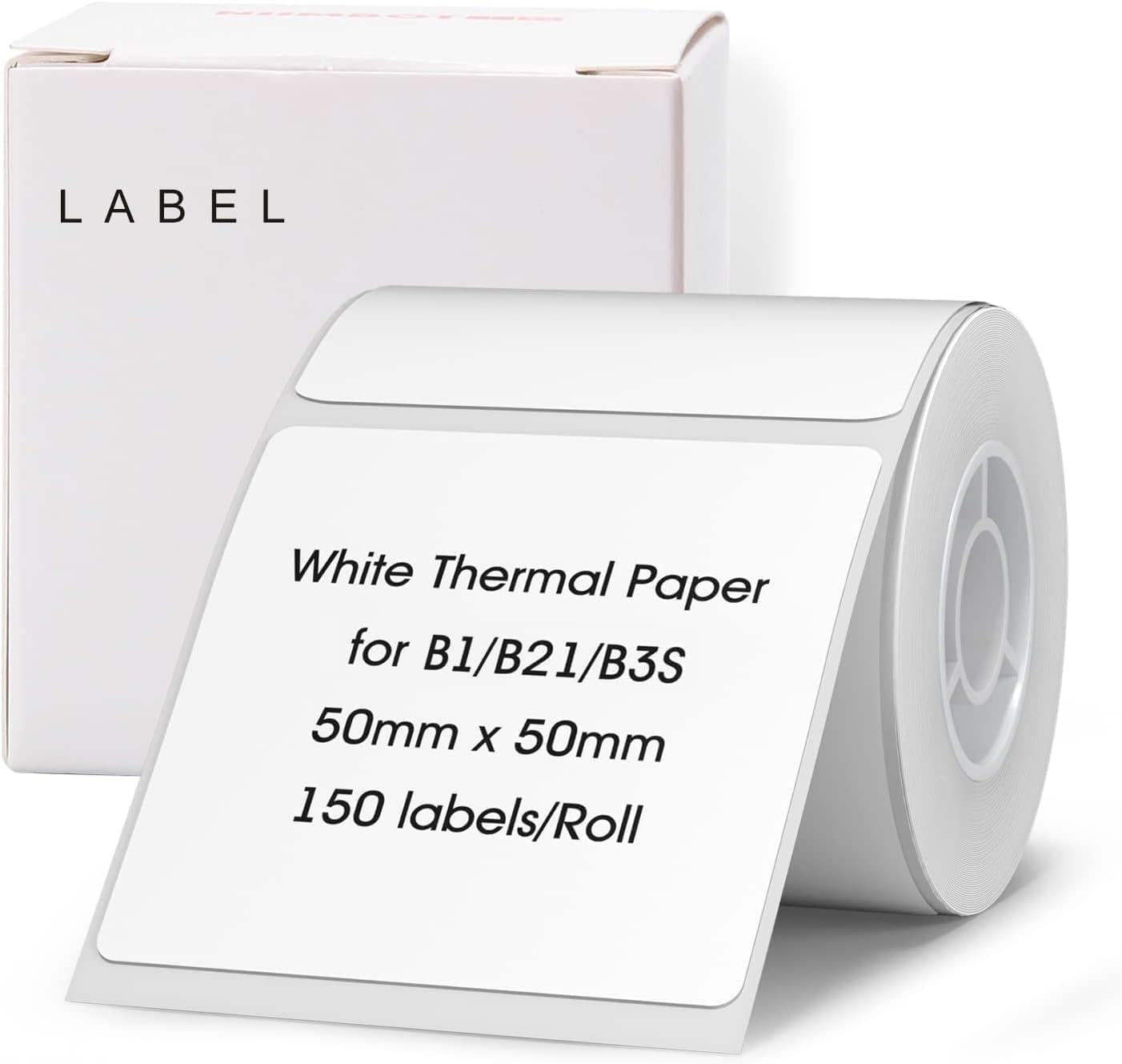 NIIMBOT Labels, 2'' x 2'' (50x50mm) Waterproof Price/Memo Label for NIIMBOT B1/B21/B21 Pro/B3S/K3 Printer, 1 Roll of 150 Self-Adhesive Thermal Label Sticker(White)