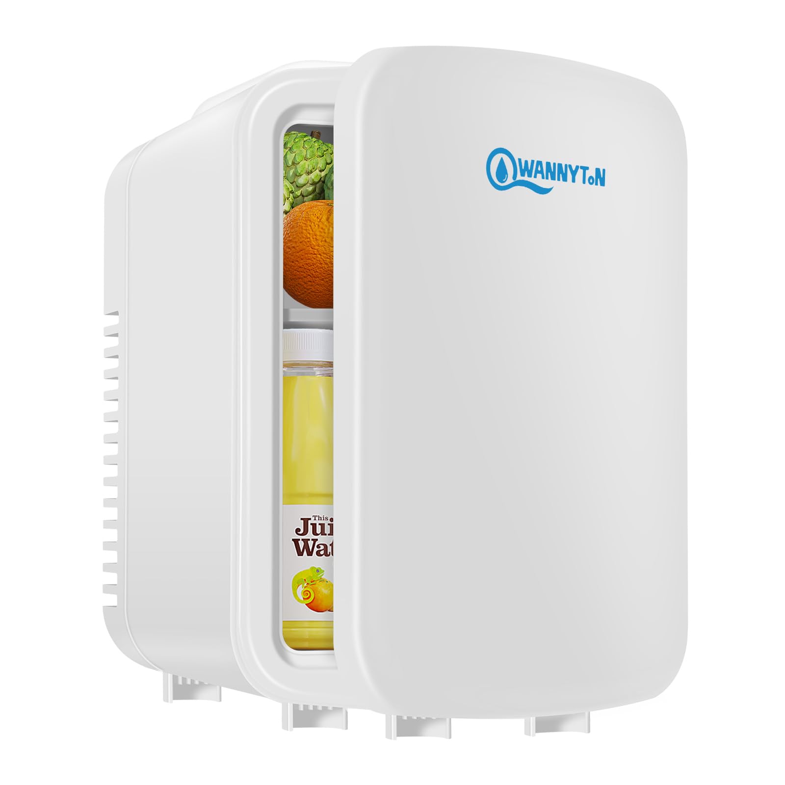 WANNYTON Nevera Pequeña Portátil, Mini Refrigerador 4L, Frigorífico Pequeño con Refrigeración y Calefacción, Nevera Coche para Cosméticos, 6 Latas de Refrescos, Blanco, 220 V/12 V