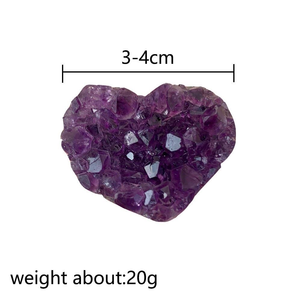 Racimo de geoda de amatista en forma de corazón de Uruguay en bruto de 3-4cm, racimos de cristales naturales for decoración del hogar