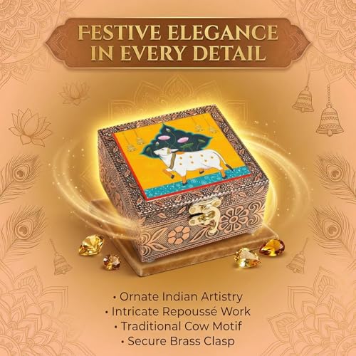 Image of Kamdhenu Wooden Jewellery Box | Handcrafted Decorative Storage Organizer | Traditional, Multipurpose Keepsake Box for Rings, Earrings & Small Accessories | Yellow, Pack of 2