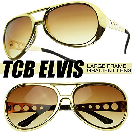 Large King Of Rock Rock & Roll Aviator Sunglasses (Gold) #TOP4