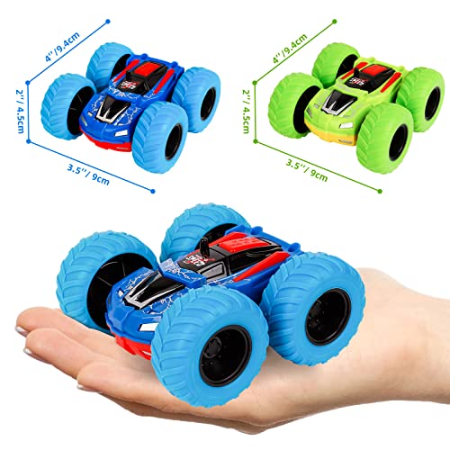 m zimoon Pull Back Car, Inertia Monster Truck Toy Cars Double-Sided Friction Powered Vehicles Push and Go Vehicle Min Car Rubber Wheels Cars Toys Birthday Gifts for 3-7 Years Old Kids Boys Girls - Image 2