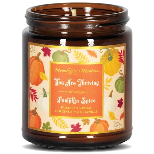 Pumpkin Spice Fall Aromatherapy Candle Non-Toxic Long Lasting | 100% Real Essential Oils, Coconut Wax, Handmade with Love 8oz