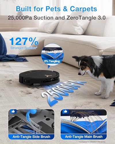 Image of ECOVACS DEEBOT T50S PRO Omni Robot Vacuum and Mop, 25,000 Pa Suction, ZeroTangle 3.0 Anti-Tangle, TruEdge 2.0 Extendable Brush & Mop, AIVI 3D Obstacle Avoidance, Auto Mop Wash & Dry, Self-Emptying