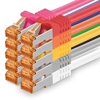 1aTTack.de 0,5m - Cat.7 Netzwerkkabel 10-Farben - 10 Stück Gigabit Ethernet LAN Kabel 10000 Mbit s Patchkabel Cat7 Kabel S FTP PIMF Schirmung LSZH Cat.7 Rohkabel Rj45 Stecker Cat 6a - 10 x 0,5 Meter – Ansicht 1
