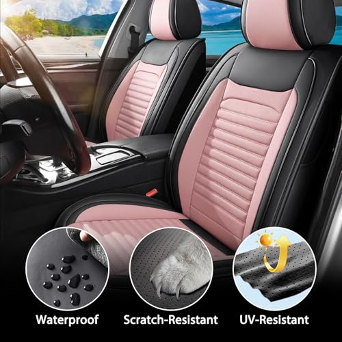 Image of Car Seat Covers Full Set Fit for Hyundai Kona /Kona Electric Faux Learher Waterproof Seat Covers 5 Seats Comfortable Breathable Anti-Slip Seat Protectors(Blackpink,Full Set)