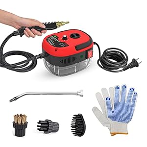 Irishom Limpiador de Vapor de Mano portátil de 2500 W Máquina de Limpieza a Vapor presurizada de Alta Temperatura con Cabezales de Cepillo y Guantes para Muebles de Cocina Baño Coche