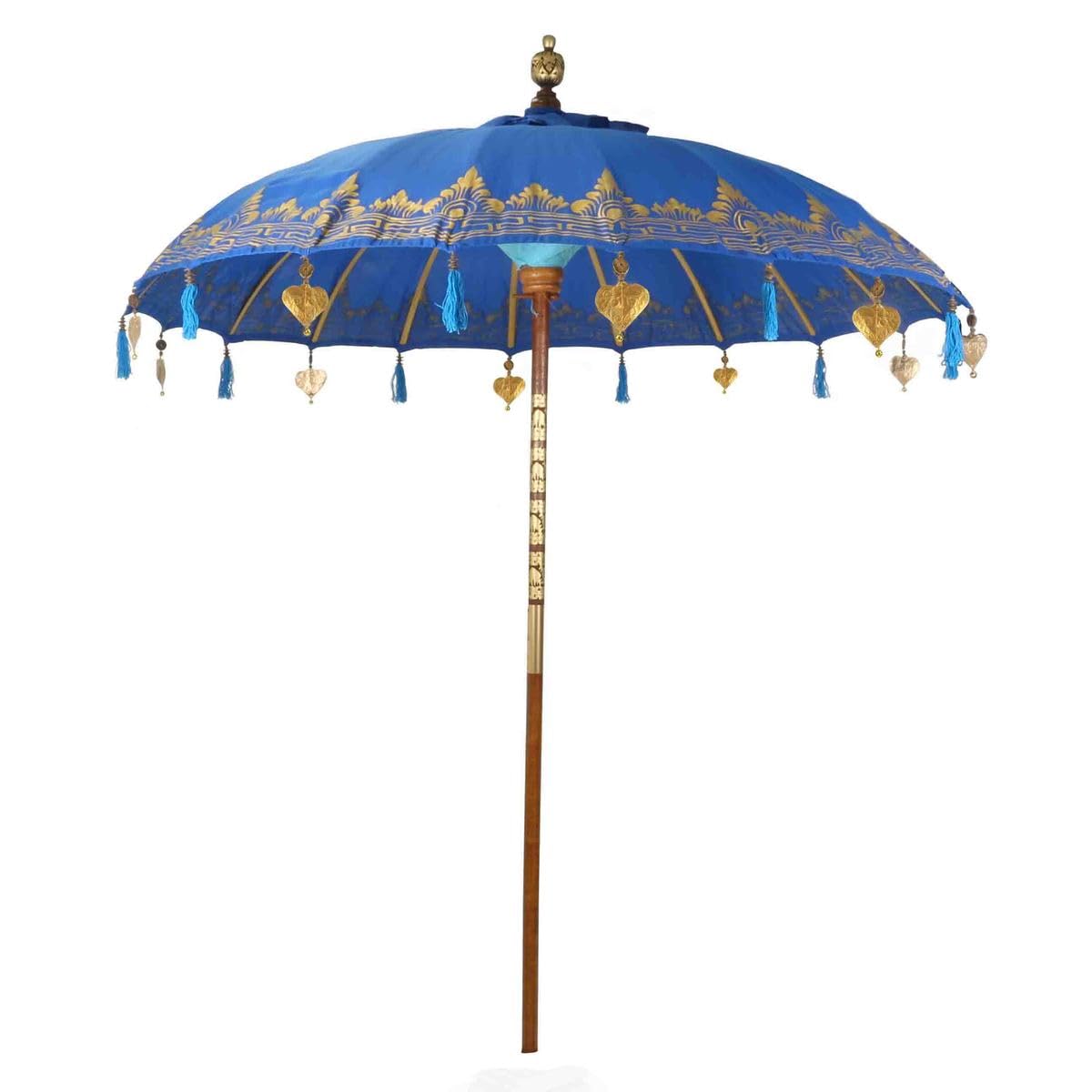 Bali Sonnenschirm Balinesischer Garten Schirm Baumwolle Handarbeit Retro Vintage Dekoschirm 2-teilig ca 180cm einfache Bemalung