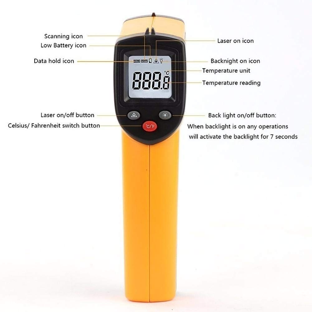 Termometr na podczerwień LCD na podczerwień, bezdotykowy, bez baterii, 50~330