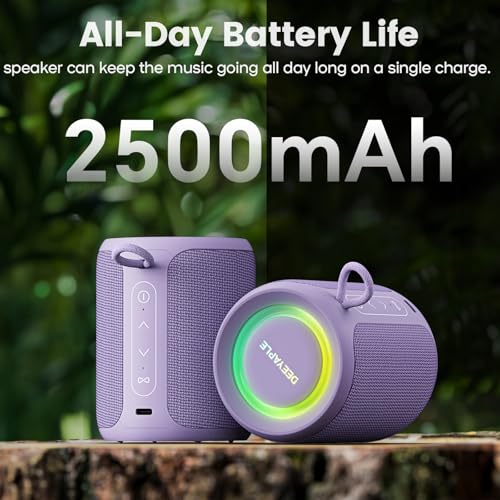 Image of Bluetooth Speaker Wireless,IP67 Waterproof & Dustproof Portable Speaker with Lights,15W Loud Stereo Sound, 2500mAh Battery All Day Playtime, TWS Pairing, BT5.3, Home /Party /Outdoor /Beach (Purple)